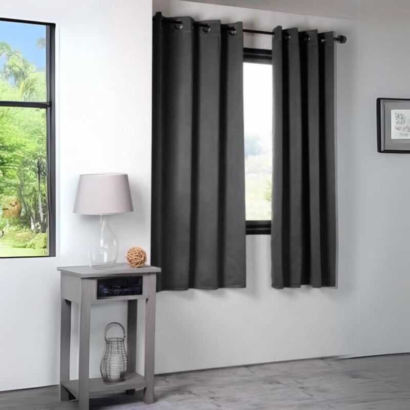 Rideau occultant uni 210gr/m2 Gris anthracite 135x180 cm