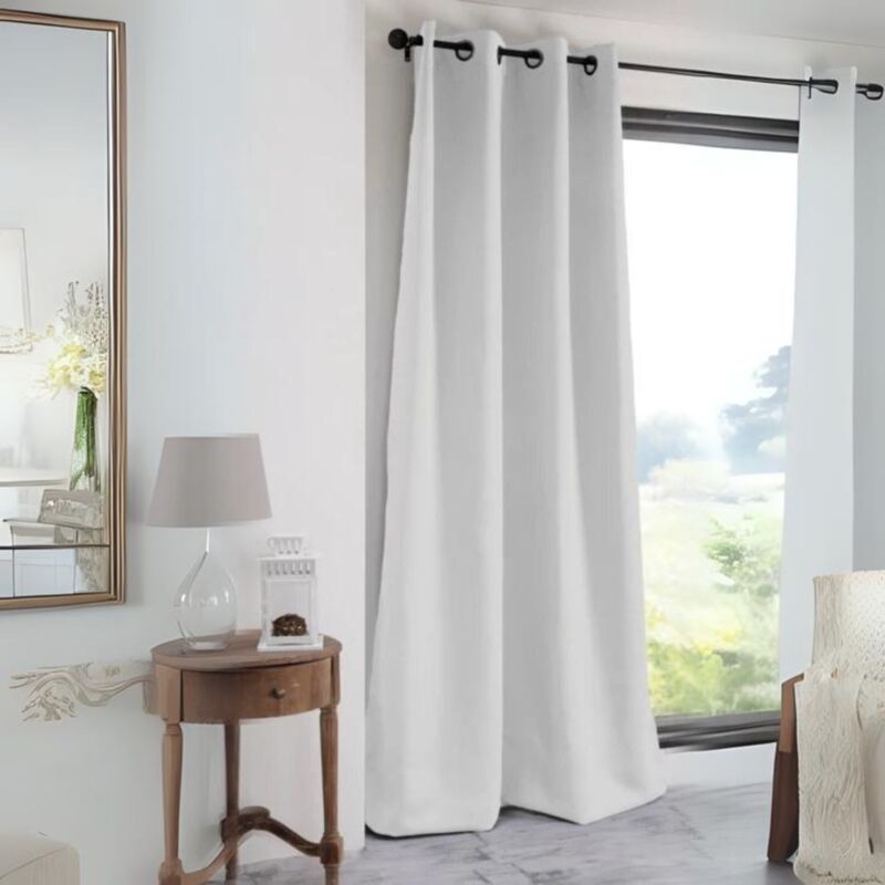 Rideau occultant uni 210gr/m2 Argent 135x250 cm