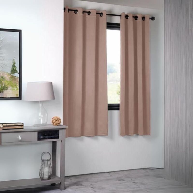 Rideau occultant uni 210gr/m2 Rose Clair 140x280 cm