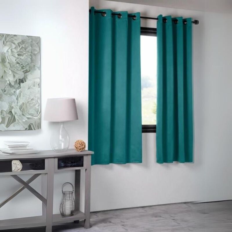 Rideau occultant uni 210gr/m2 Bleu Canard 135x180 cm