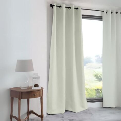 Rideau occultant uni 210gr/m2 Ecru 135x180 cm