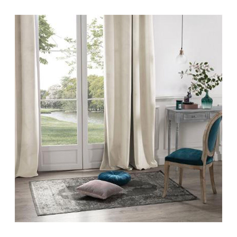 Rideau Occultant Velours 'Dolce' 140x260cm Ivoire