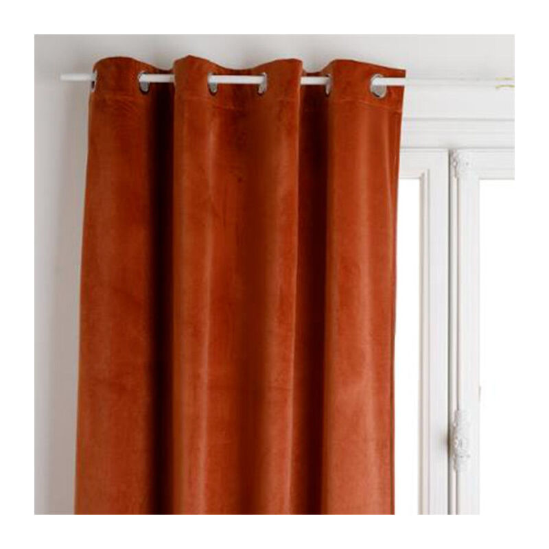 Rideau Occultant Velours 'Dolce' 140x260cm Terracotta