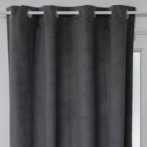 Rideau occultant velours Otto gris 140x260 Atmosphera