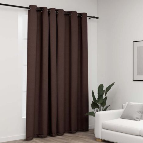 Rideau occultant，Décoration Chambre Fenêtre，Rideau Thermique Isolant Aspect de lin avec œillets Taupe 290x245 cm GDSVW99341