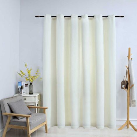Rideau occultant，Décoration Chambre Fenêtre，Rideau Thermique Isolant avec anneaux en métal Velours Crème 290x245 cm GDSVW73279