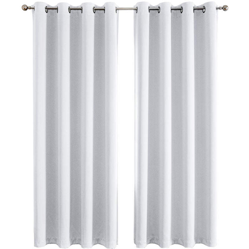 Rideau Occultant Rideau Thermique Isolant Anti Froid Rideau Occultant avec Œillets blanc cassé 140x240cm 2 Pièces