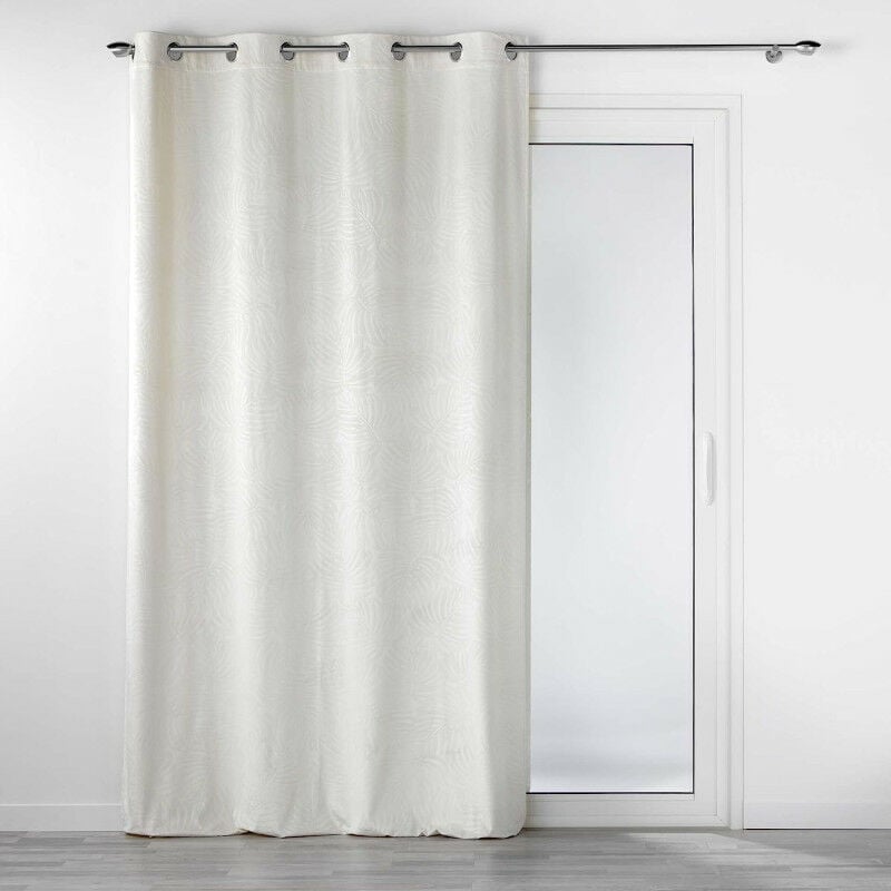 Rideau occultant à 8 oeillets 'Analia' en velours à motifs en relief - Blanc - 140 x 240 cm - Livraison gratuite