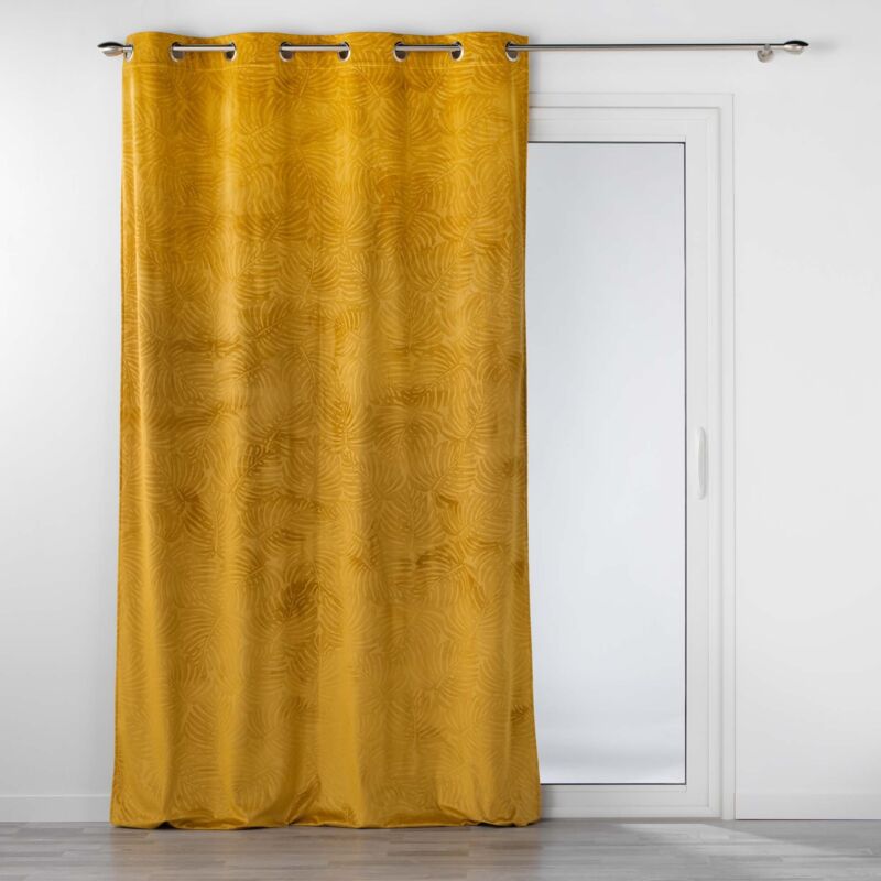 Rideau occutant 140 x 240 cm en velours relief Analia Ocre