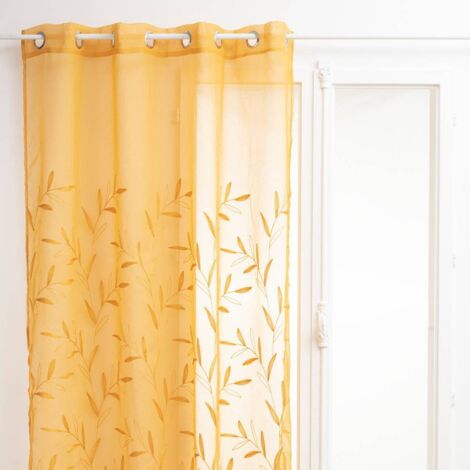 Rideau ocre 140x240 cm en polyester avec motifs brodés – 8 œillets pour installation facile – Décoration intérieure Atmosphera
