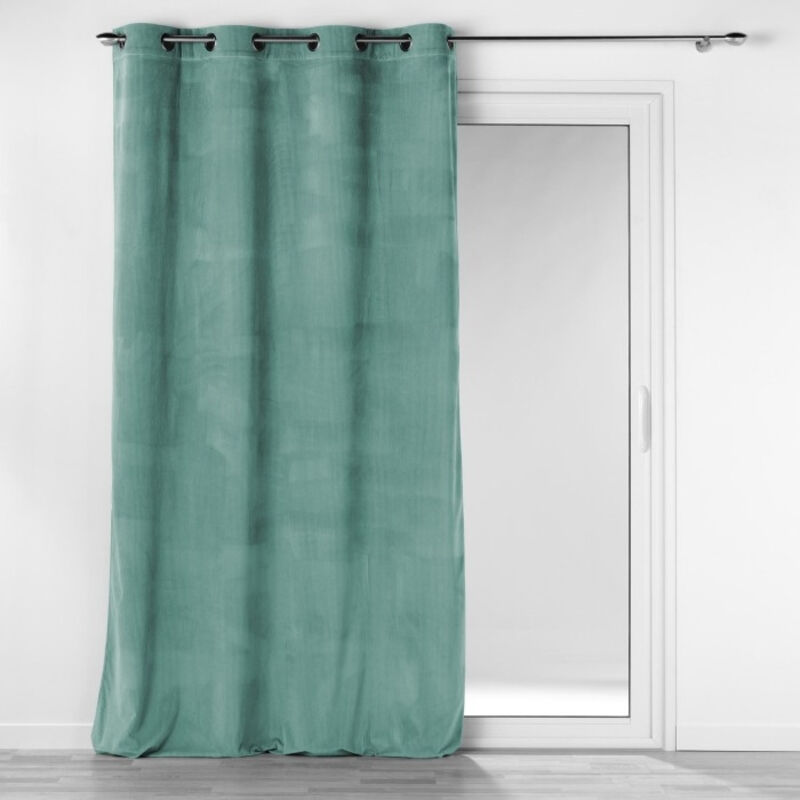 Douceur D'intérieur - Rideau a oeillets 140 x 260 cm velours cotele uni casual Sauge