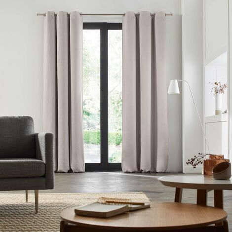 Rideau oeillets doublé occultant 140x345 cm MADURA - Calcaire - CARLINA