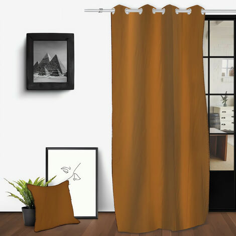 Rideau oeillets en coton lavé 135x250 cm SPIRIT bronze, par Soleil d'Ocre