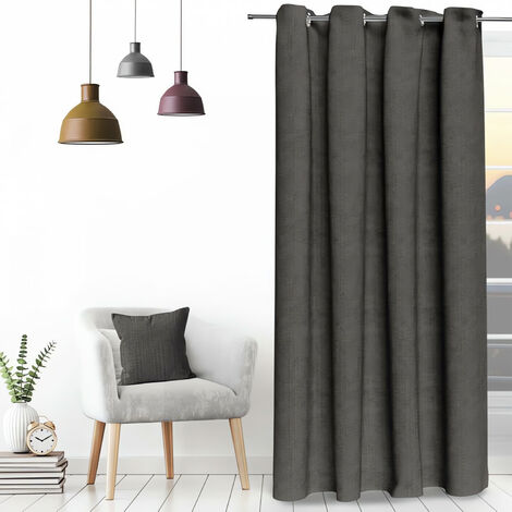 Rideau oeillets en velours VELVET anthracite, par Soleil d'ocre