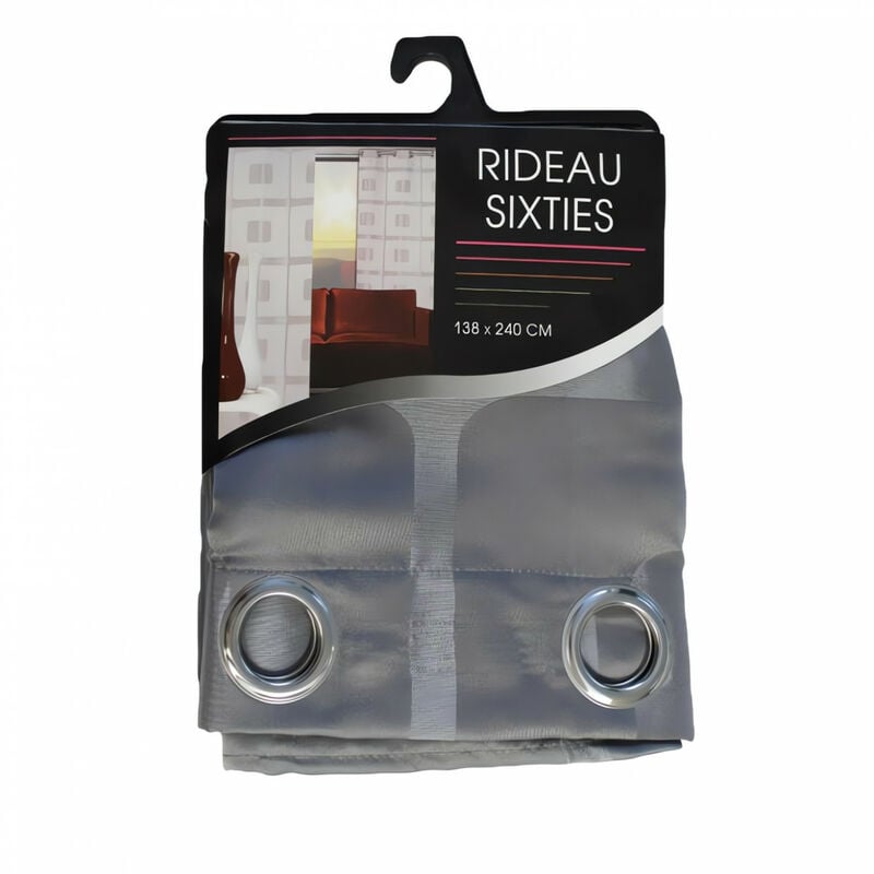Rideau oeillets sixties anthracite 140x240 cm - Anthracite