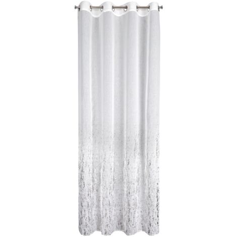 Rideau Olivia 140x250 cm blanc et argent à œillets EUROFIRANY