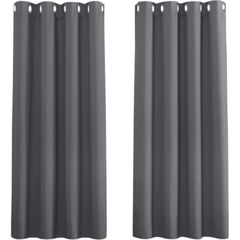 Rideau Opaque Extérieur/Intérieur avec Oeillets - Étanche pour Jardin, Patio, Balcon - 132x274cm Gris Foncé - 1 Panneau
