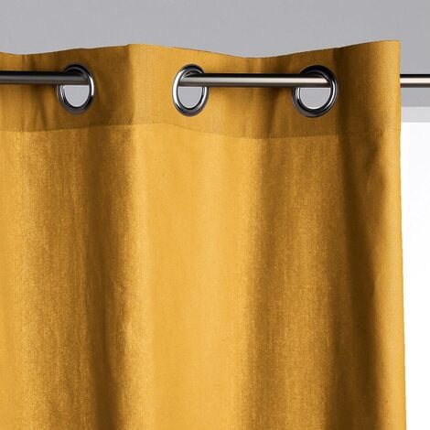 Rideau Panama jaune moutarde 140x260cm - Atmosphera créateur d'intérieur