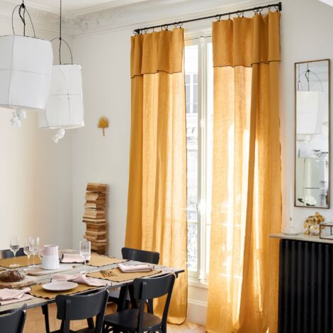 Rideau panneau 200x280 cm MADURA - Ocre et bourdon noir - CARLINA