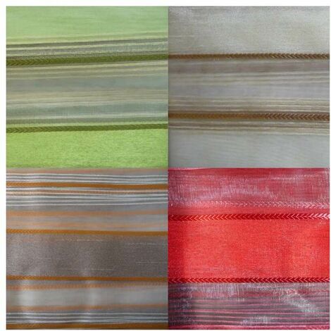 Rideau panneau voile Jack rayé uni oeillets 140x250 cm - Rouge