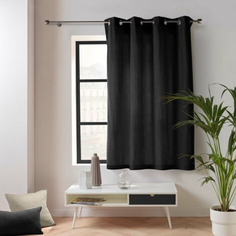Rideau Petite Hauteur 135 x 180 cm – Coton/Polyester – Twily Noir