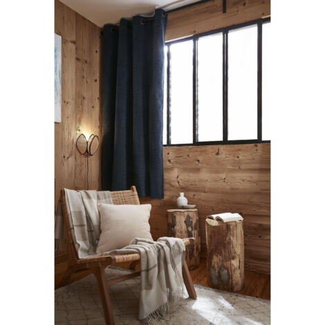 Rideau petite hauteur 140 x 180 cm occultant doublé polaire Bjorn Bleu foncé