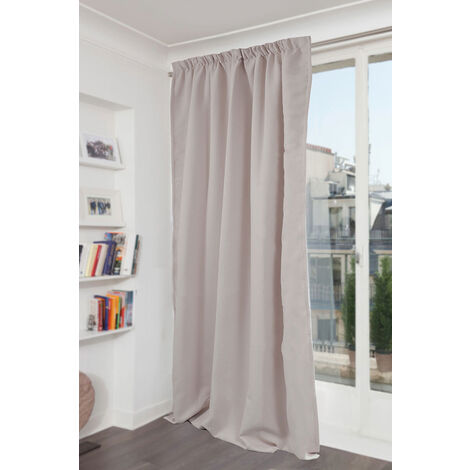 Rideau Phonique Occultant et Thermique "MOONDREAM" galon fronceur Gris Galet 140x260 cm
