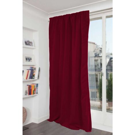 Rideau Phonique Occultant et Thermique "MOONDREAM" galon fronceur Rouge foncé 140x300 cm
