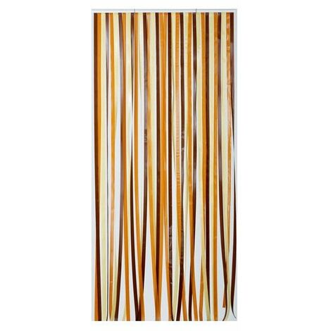 Rideau porte Antille brun beige 100x220cm – Lanières en polyéthylène 24mm – 38 bandes pour séparation esthétique – Installation facile – Morel