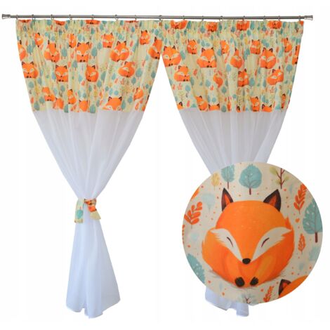 Rideau pour enfant FOX forêt STYLE SCANDINAVE bohème coloré 300x160