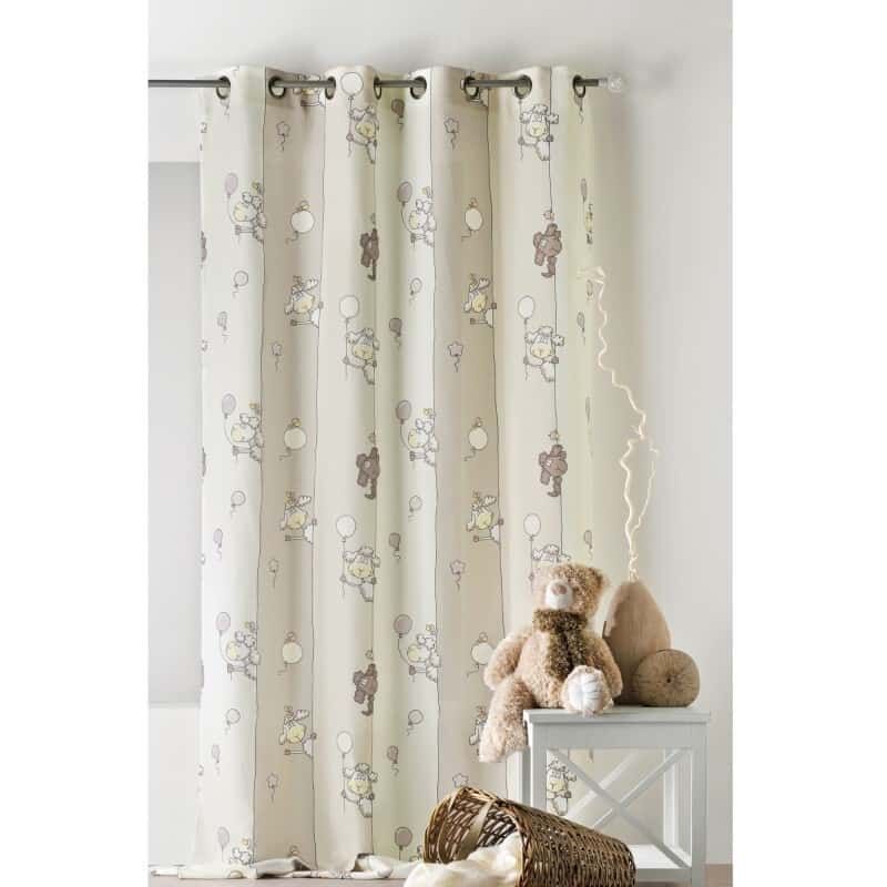 Linder - Rideau enfant motif mouton - 135x260cm - Beige