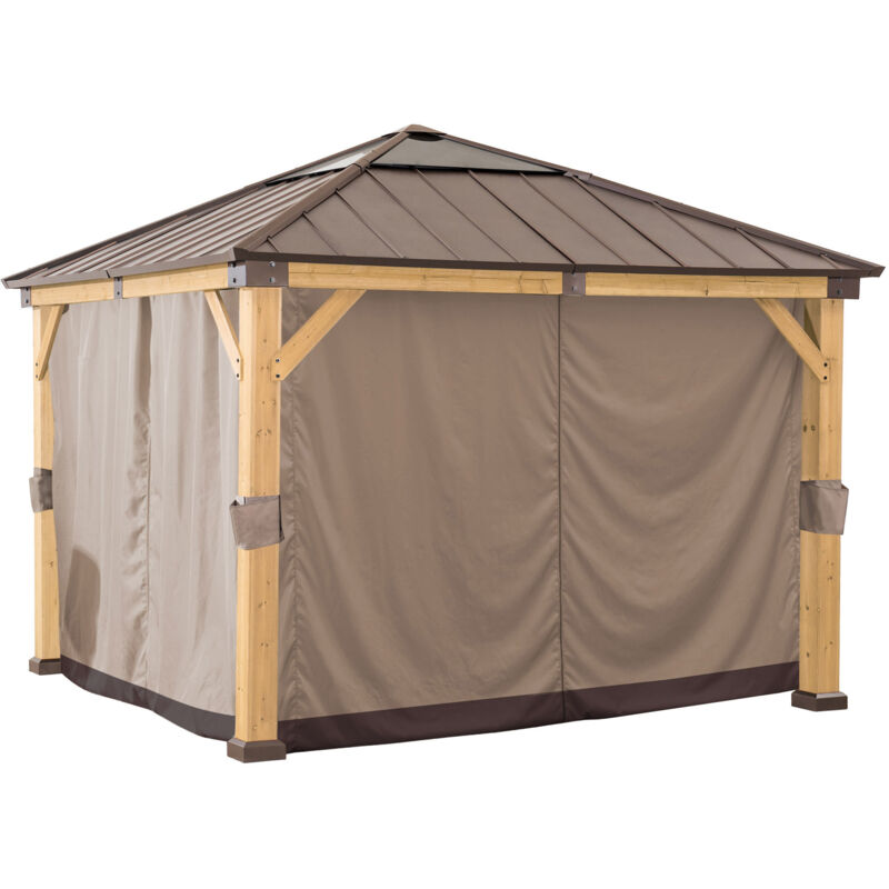 Sunjoy - Rideau pour gazebo en cèdre - 336cm x 336cm