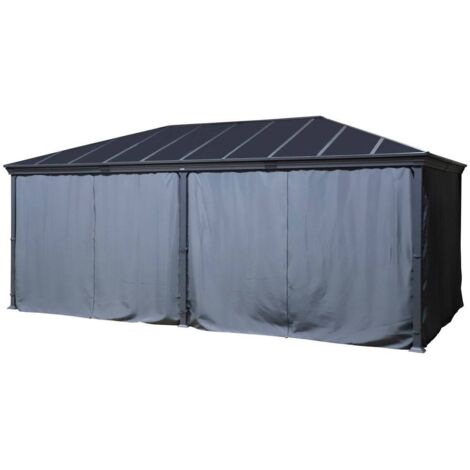 Rideau pour Pergola autoportante Belize 6x3,6 m gris ardoise - Hespéride