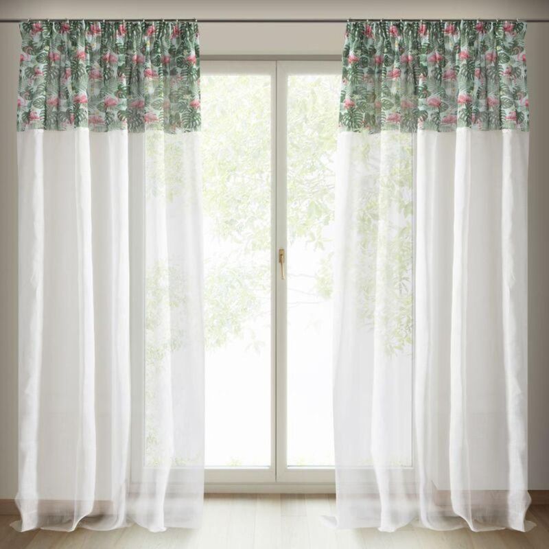 Rideau Prêt Botanique Sur Ruban 140x250 Cm Blanc