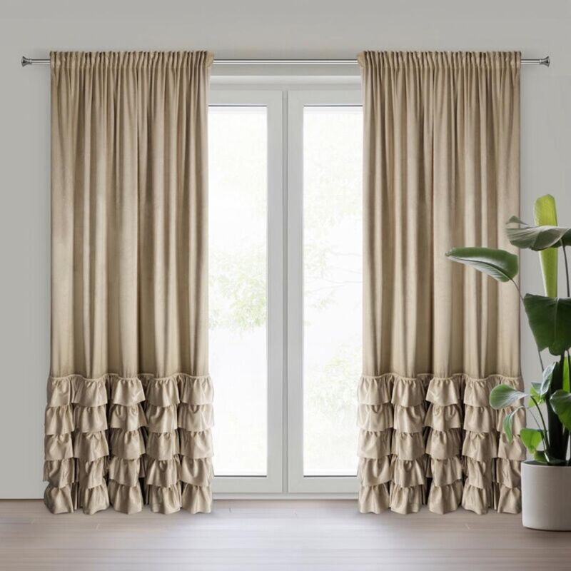 Rideau Prêt Carli Sur Ruban 140 X 270 Cm Beige Foncé
