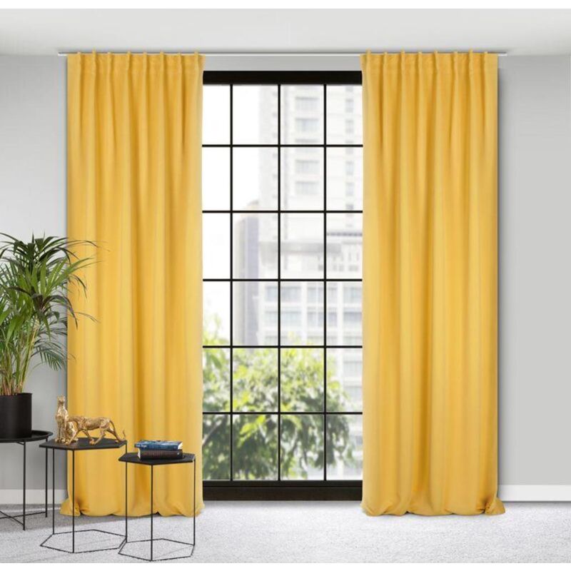 Rideau Prêt Milan Sur Ruban 140x300 Cm Moutarde