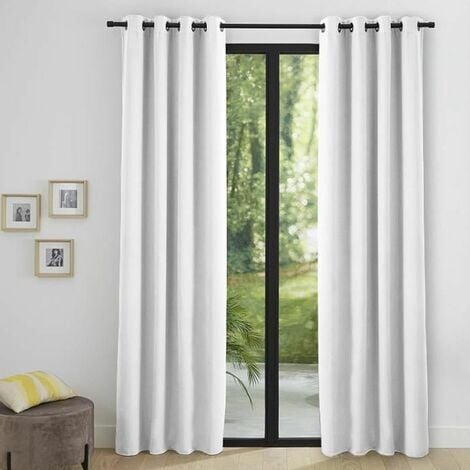 DIGITALAB Rideau rideaux occultant thermique - Blanc - 140 x 260 cm Lot de 2
