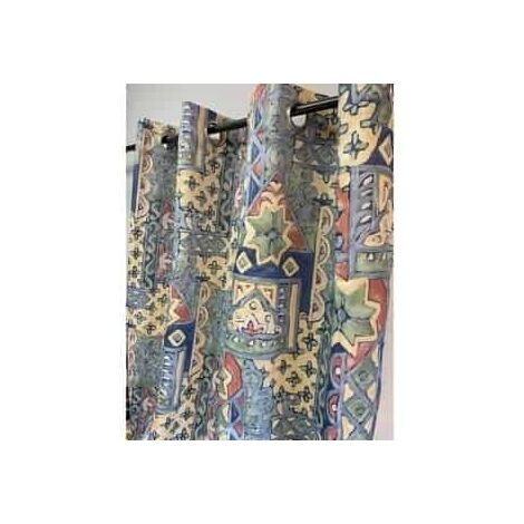 Rideau satiné géométrique multicolore - 140x250cm - Multicolore