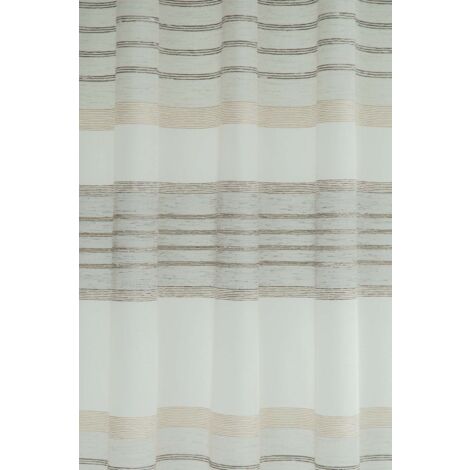 Rideau semi-transparent beige à rayures transversales 140x245 cm polyester entretien simple