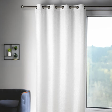 Rideau shantung tout brodé prêt à poser Blanc 140x250 cm