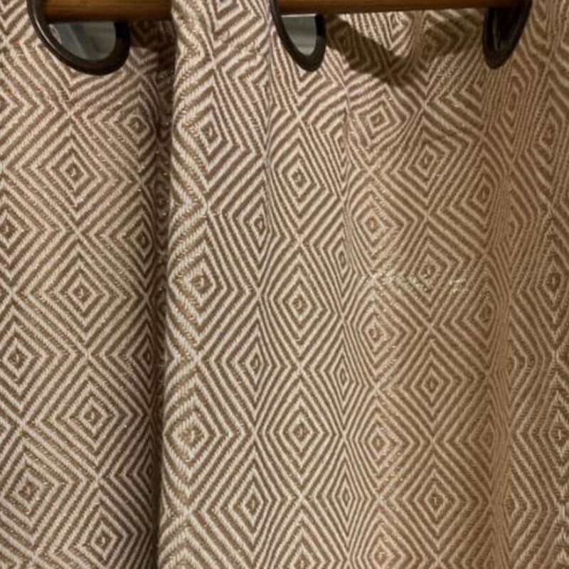 Rideau à motifs géométriques et lurex Naturel 140x260 cm