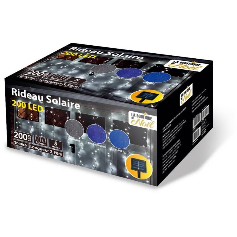 Rideau solaire lumineux à LED animé 5 fonctions 200 x 200 cm - - Bleu