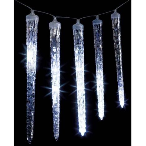 Rideau stalactique lumineux 81 LED 10 glaçons effet goutte 3,6m extérieur blanc froid - Feeric lights & christmas