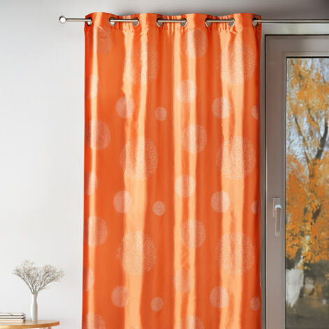 Rideau taffetas motif de ronds argentés Orange 140x260 cm