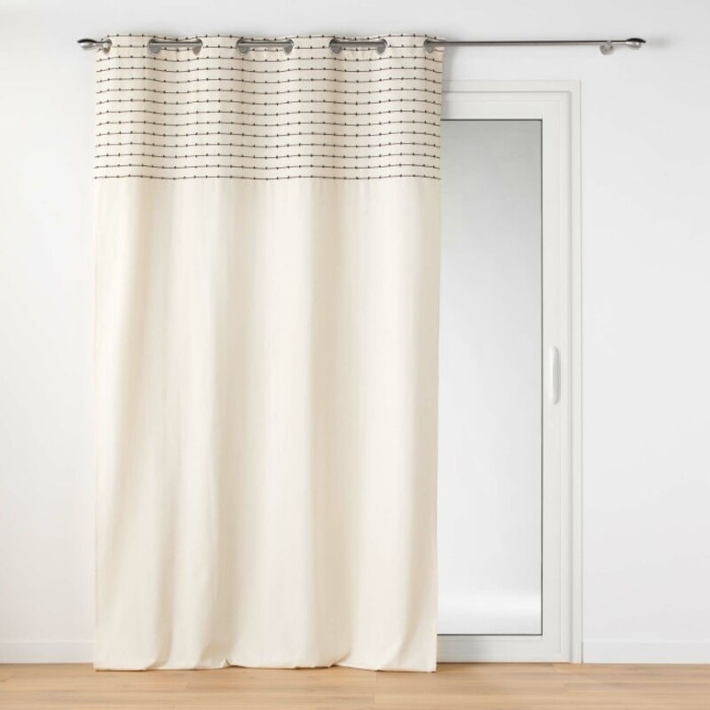 Rideau tamisant 140 x 240 cm coton recyclé + fils coupés Linechic Naturel
