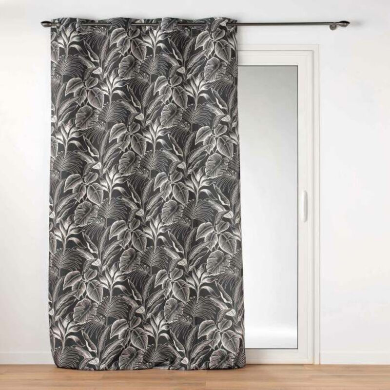Rideau tamisant 140 x 280 cm polyester imprimé Cabana Noir