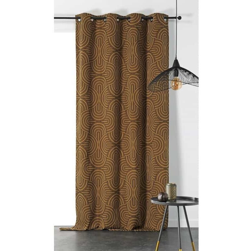 Rideau Vintage En Forme d'Arche - 140 x 275 cm - Moutarde