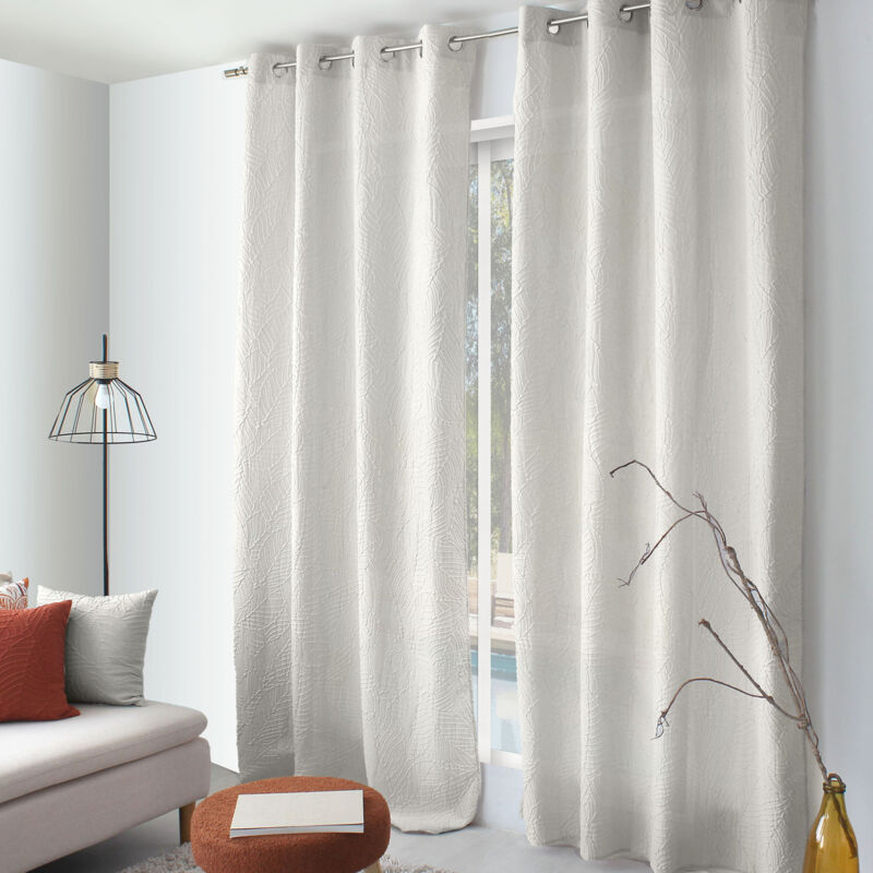 Rideau tamisant aspect gaufré écru 135x240cm - 135x240cm - Ecru