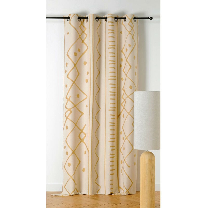 Rideau d'ameublement motifs ethniques 'Nazca' - 140x260cm - Moutarde