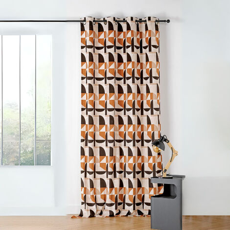 Rideau tamisant au style seventy Marron Clair 145x260 cm